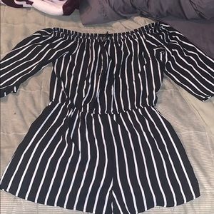 Black and white striped romper